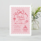 Schattige roze rood grillig Vrijgezellenfeest Kaart (Staand voorkant)