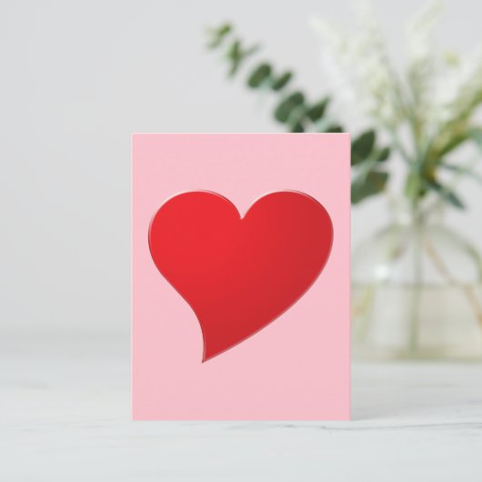 Schattige roze rood groot hart modern meisjesachti briefkaart (Staand voorkant)