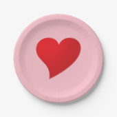 Schattige roze rood groot hart modern meisjesachti papieren bordje (Voorkant)