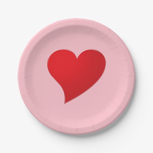 Schattige roze rood groot hart modern meisjesachti papieren bordje (Voorkant)