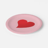 Schattige roze rood groot hart modern meisjesachti papieren bordje (Gekanteld)