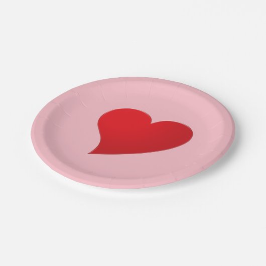 Schattige roze rood groot hart modern meisjesachti papieren bordje (Gekanteld)