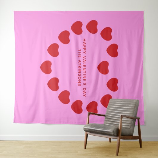 Schattige roze rood hart Valentijnsdag partij acht Wandkleed (In Situ (horizontaal))