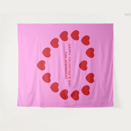 Schattige roze rood hart Valentijnsdag partij acht Wandkleed (Voorkant (horizontaal))