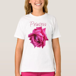 Schattige roze roos bloemenmeisjesachtige Princes T-shirt