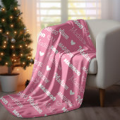 Schattige roze roos herhalende naam persoonlijk me fleece deken
