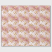 Schattige Roze Rose Goud Sneeuwvlok Feestelijke Pa Cadeaupapier (Vlak)