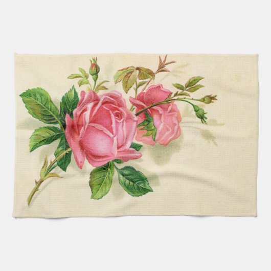 schattige roze rozen theedoek (Horizontaal)