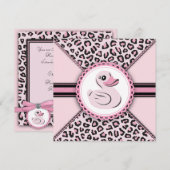 Schattige Roze Rubber Eend Baby shower Kaart (Voorkant / Achterkant)