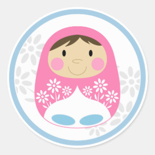 Schattige Roze Russisch Doll Sticker Sheet
