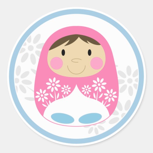 Schattige Roze Russisch Doll Sticker Sheet (Voorkant)