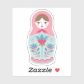 Schattige Roze Russisch Nesting Doll Sticker (Vel)