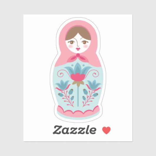 Schattige Roze Russisch Nesting Doll Sticker (Vel)