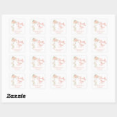 Schattige Roze Rustieke Bunny Baby shower Dank je  Vierkante Sticker (Vel)