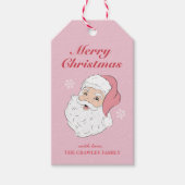 Schattige Roze  Santa Christmas Gift Label Cadeaulabel (Voorkant)