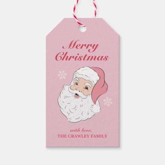 Schattige Roze  Santa Christmas Gift Label Cadeaulabel (Voorkant)