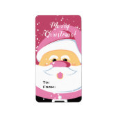 Schattige roze Santa Claus custom label cadeau lab (Voorkant)