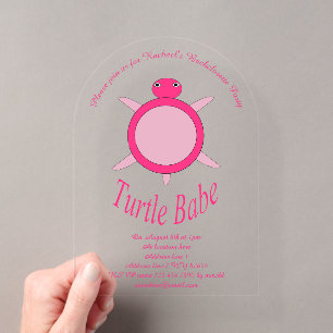 Schattige Roze Schildpad Babe Aangepaste Bachelore Acryl Uitnodigingen