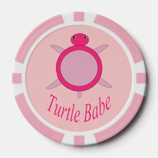 Schattige roze schildpad babe poker chip (Voorkant)