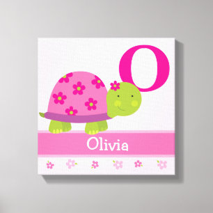 Schattige roze schildpad kinderkamer canvas kunst 