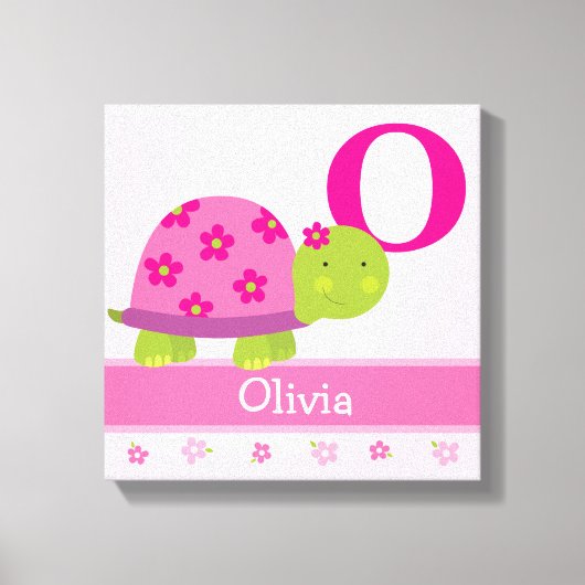 Schattige roze schildpad kinderkamer canvas kunst  (Voorkant)