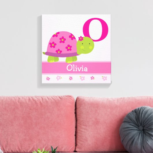 Schattige roze schildpad kinderkamer canvas kunst  (Insitu (Woonkamer))