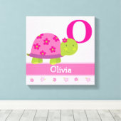 Schattige roze schildpad kinderkamer canvas kunst  (Insitu (Houten vloer))