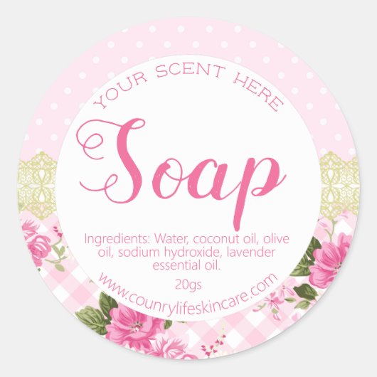 Schattige Roze Shabby Chic Lace Body Butter Labels (Voorkant)