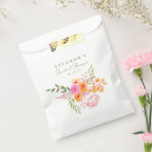 Schattige Roze Sinaasappel Bloemen Waterverf Vrijg Bedankzakje (Gezegeld)