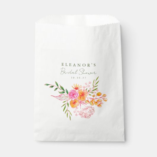 Schattige Roze Sinaasappel Bloemen Waterverf Vrijg Bedankzakje (Voorkant)