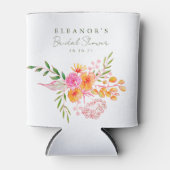 Schattige Roze Sinaasappel Bloemen Waterverf Vrijg Blikjeskoeler (Voorkant)