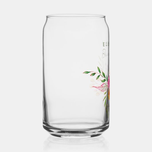 Schattige Roze Sinaasappel Bloemen Waterverf Vrijg Blikvorm Glas (Rechts)
