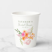 Schattige Roze Sinaasappel Bloemen Waterverf Vrijg Papieren Bekers (Voorkant)