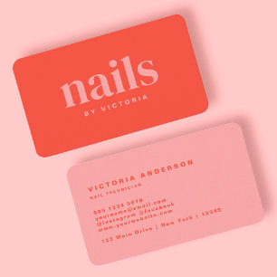 Schattige Roze Sinaasappel Neon Nail technicus Visitekaartje