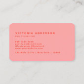 Schattige Roze Sinaasappel Neon Nail technicus Visitekaartje (Achterkant)
