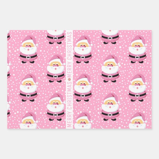 Schattige Roze Sinterklaas Vrolijke Kerstvakantie Inpakpapier Vel (Voorkant 3)