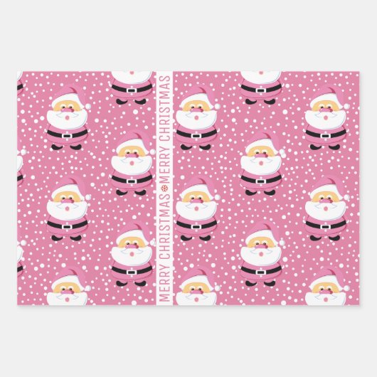 Schattige Roze Sinterklaas Vrolijke Kerstvakantie Inpakpapier Vel (Voorkant 2)