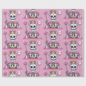 Schattige Roze Skelet Princess Halloween Cadeaupapier (Vlak)
