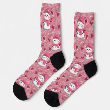 Schattige Roze Sneeuwman harten Gepersonaliseerde