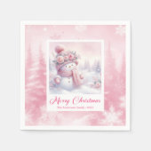 Schattige Roze Sneeuwman Kerst Scene Servetten Kin (Voorkant)