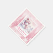 Schattige Roze Sneeuwman Kerst Scene Servetten Kin (Hoek)