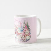 Schattige Roze Sneeuwman Winter Wonderland Custom Koffiemok (Voorkant rechts)