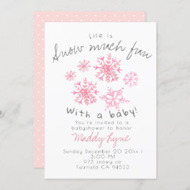 Schattige roze sneeuwmeisje babyshower party Uitno Kaart