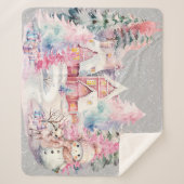 Schattige roze sneeuwpop winter wonderland sherpa deken (Voorkant)