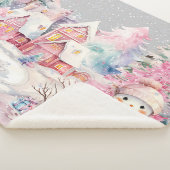 Schattige roze sneeuwpop winter wonderland sherpa deken (3/4)