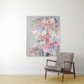 Schattige roze sneeuwpop winter wonderland wandkleed (In situ)