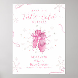 Schattige Roze Sneeuwvlok Ballerina Baby Shower We Poster