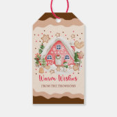 Schattige Roze Snoep Gingerbread House Vrolijk Ker Cadeaulabel (Achterkant)