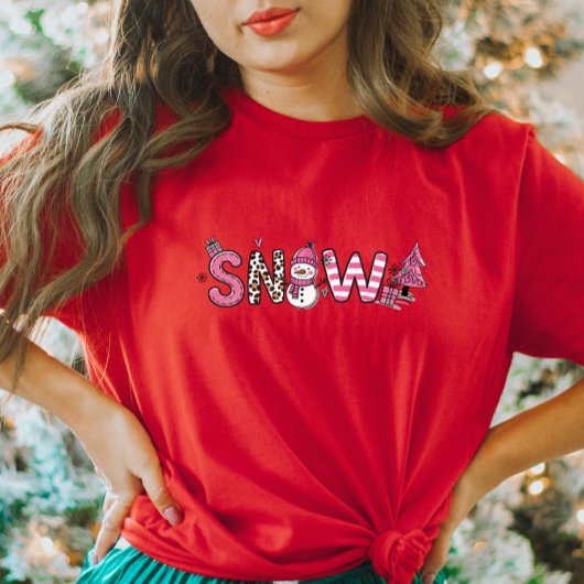 Schattige Roze SNOW Vrouwen T-shirt