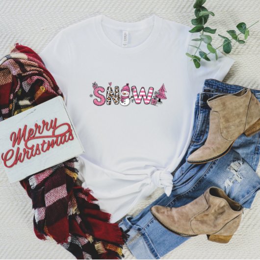 Schattige Roze SNOW Vrouwen T-shirt